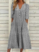 Vacation Cotton Half Sleeve Midi Dress