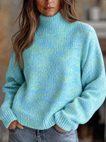 Women's Retro Ethnic Knit Ombre Turtleneck Pullover Sweater