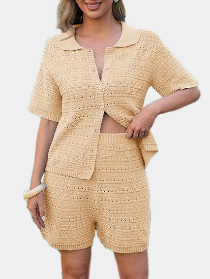 Women's Crochet Knit Tops and Shorts 2 Piece