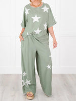 Women's Casual Star Patch Two Piece Set