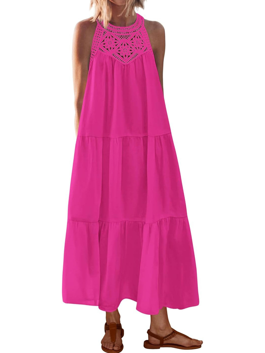 2026 Women's Boho Sleeveless Hollow Out Maxi Dress