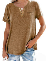 Fashion Solid Color Pocket Short Sleeve T-Shirt