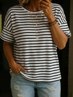 Classic Comfort Striped Round Neck Short-sleeve T-shirt