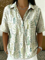 Casual Floral Polo Collar Short-sleeve Shirt