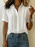 Solid Color Casual Short Sleeve Blouse