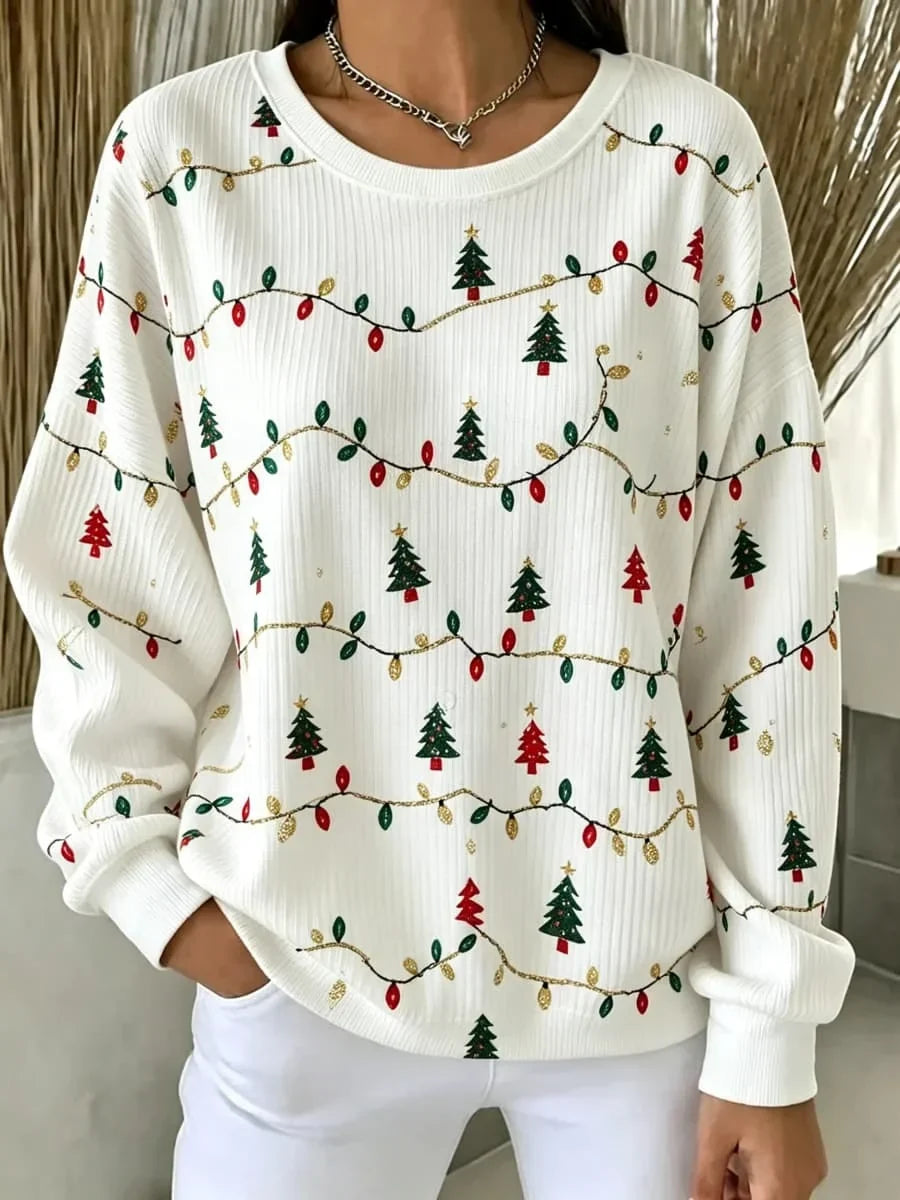 Casual Christmas Crew Neck Long Sleeve Sweatshirt