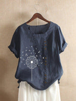 Musical Note Print Buttons Short Sleeves T-shirt