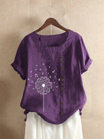 Musical Note Print Buttons Short Sleeves T-shirt