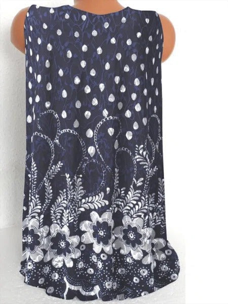 Floral Print V-neck Sleeveless Casual Tank Tops