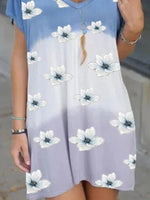 Floral Print V-neck Short Sleeves Mini Dress