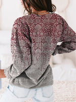 Tribal Print Round Neck Long Sleeves Sweatshirt
