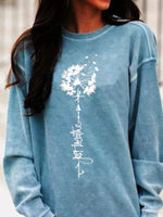 Dandelion Print Crew Neck Long Sleeves Sweatshirt