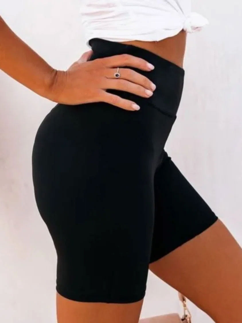 Solid Color Casual High Waist Short Leggings