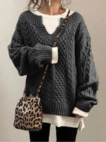 Solid Color V-neck Casual Long Sleeves Sweater