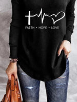 Casual Letter Print V-neck Long Sleeves Sweatshirt