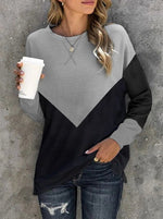 Plain Round Neck Casual Long Sleeves Sweatshirt