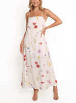 Women's Summer Spaghetti Strap Floral Print Maxi Dress