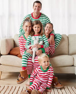 Red & Green Stripe Family Pajamas 2-piece Set