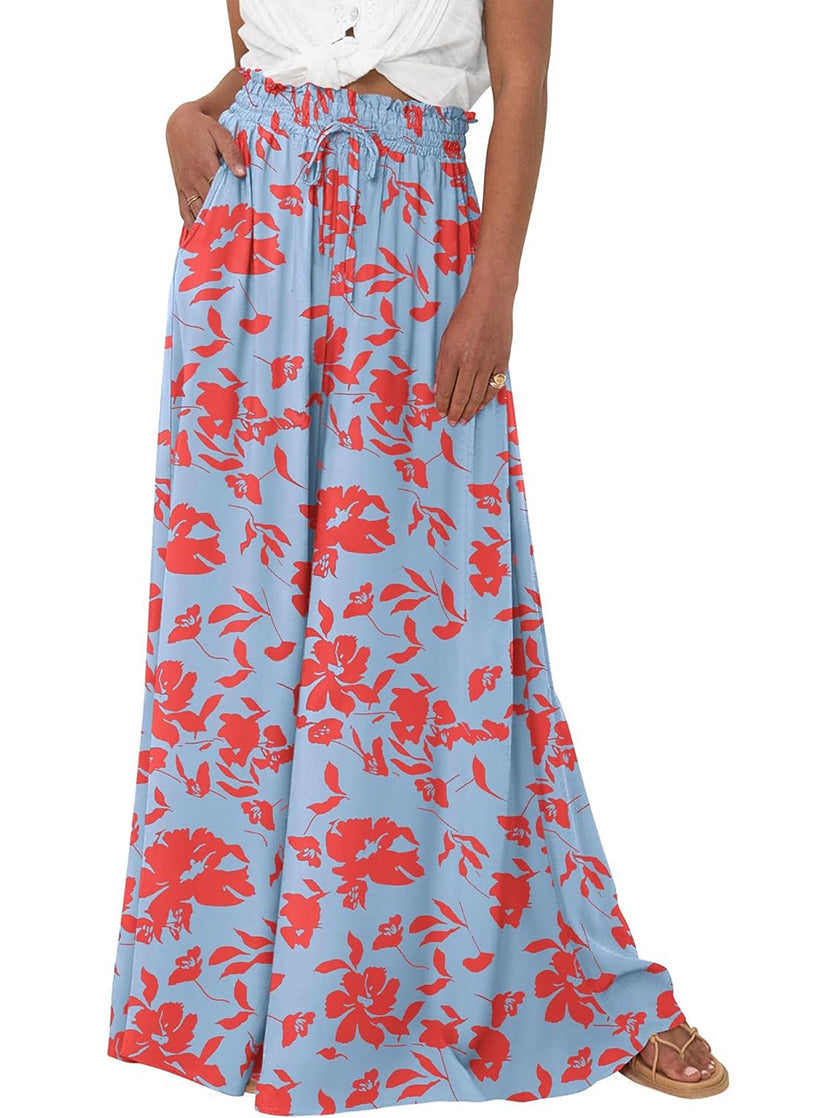 Women's Soft Floral Print Wide Leg Pants