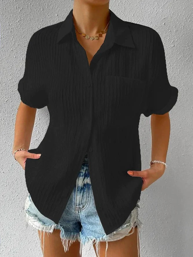 New Shirt Collar Casual Buttoned Loose Blouse