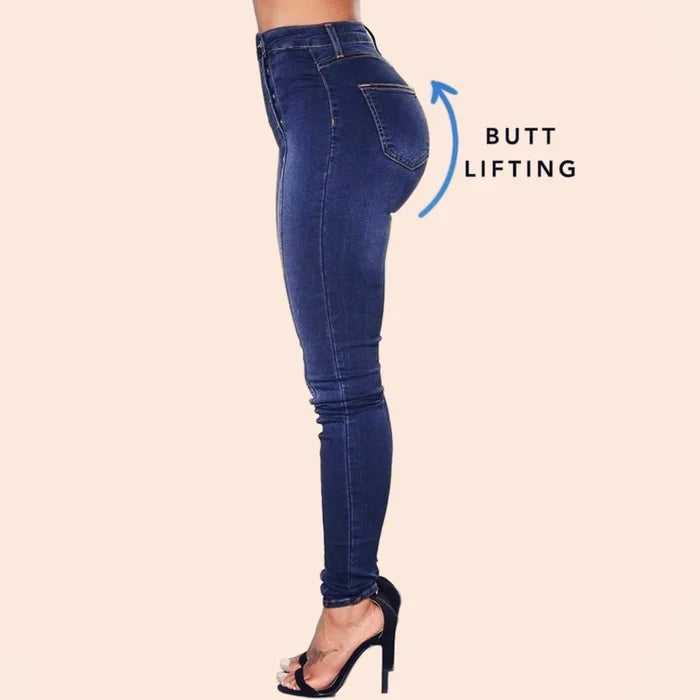 Double Breasted High Waist Skinny Jeans