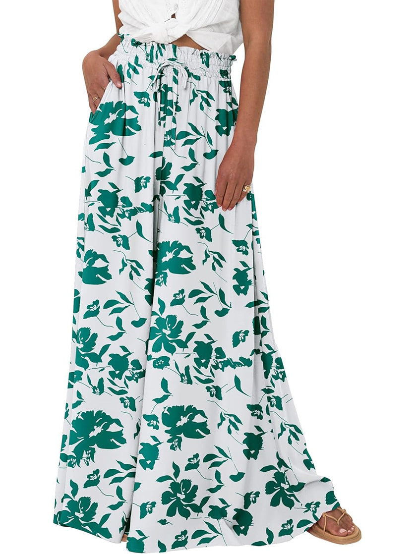 Women's Soft Floral Print Wide Leg Pants