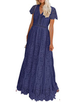 Women's V-Neck Short Sleeve Floral Lace Dress