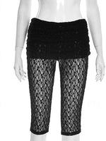 Women's Mid-Rise Lace Stretch Capri Pants, Slim Fit Fashion Trousers for Spring & Summer Vacation