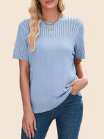 Women's Summer Hollow Out Short Sleeve Knit Tops