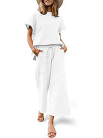 Women's Short Sleeve Tops and Cropped Wide Leg Pants Sweatsuit
