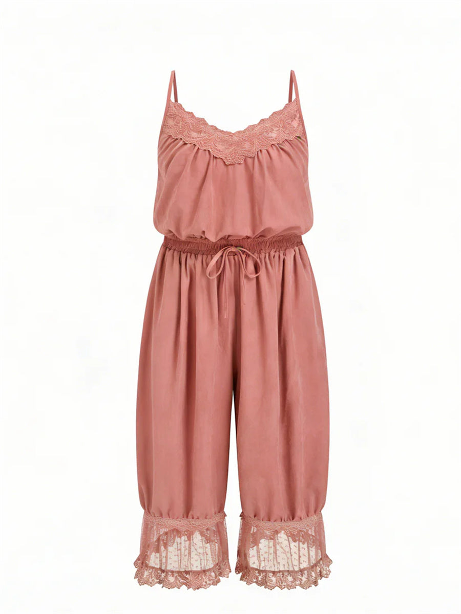 Women's Lace Camisole Jumpsuit with Cropped Trousers
