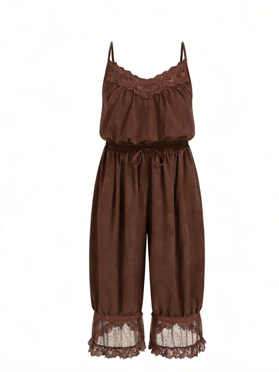 Women's Lace Camisole Jumpsuit with Cropped Trousers
