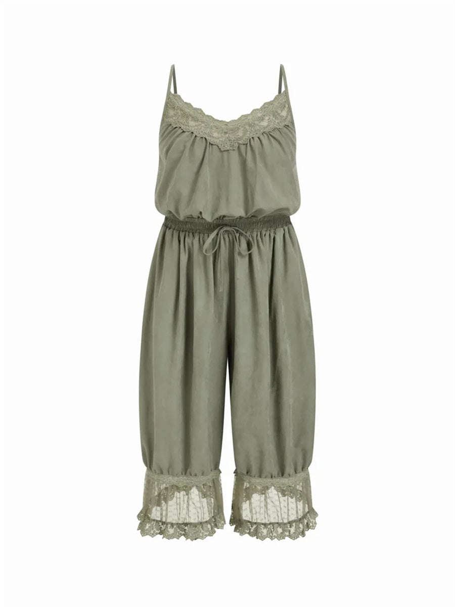 Women's Lace Camisole Jumpsuit with Cropped Trousers