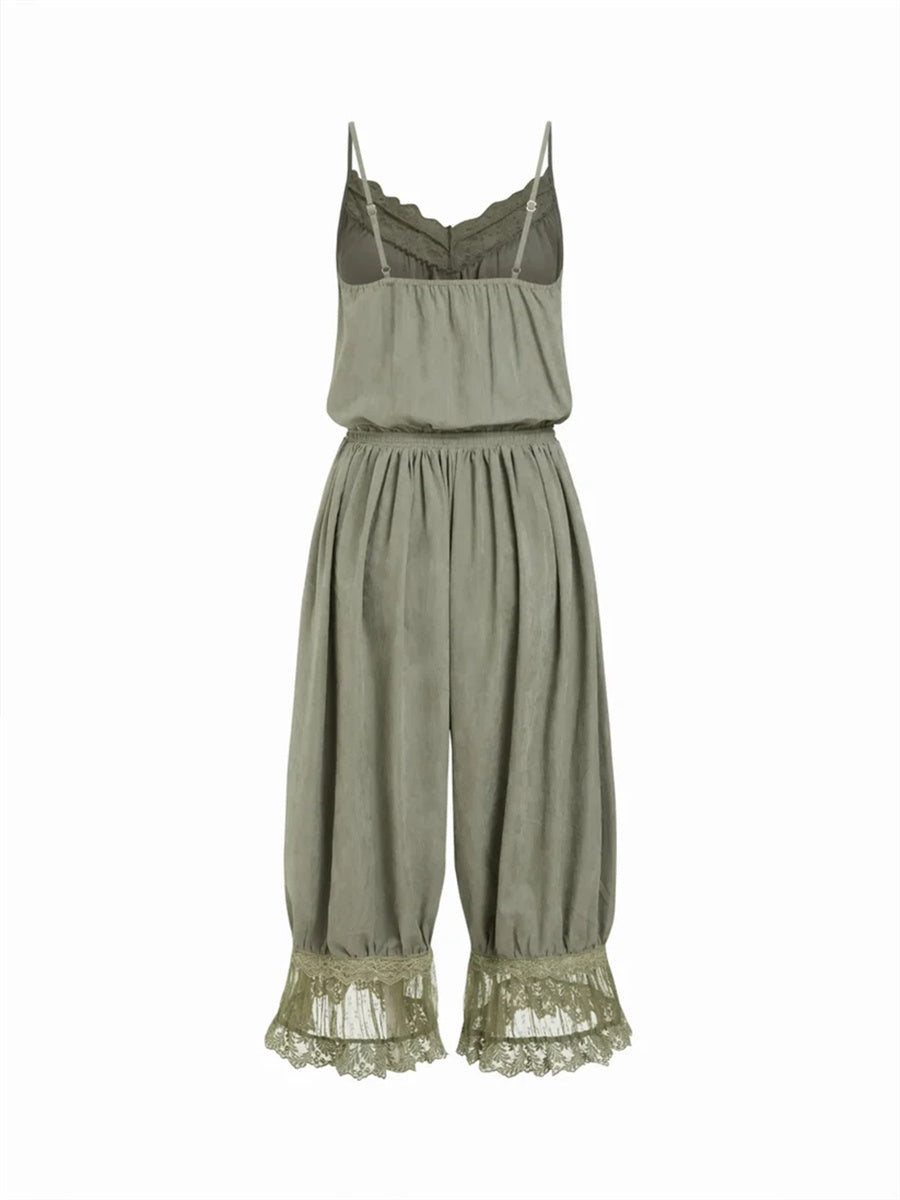 Women's Lace Camisole Jumpsuit with Cropped Trousers