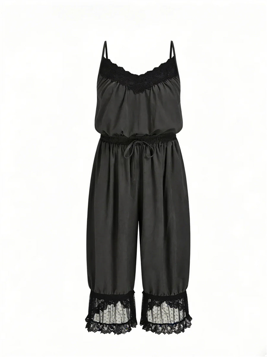 Women's Lace Camisole Jumpsuit with Cropped Trousers