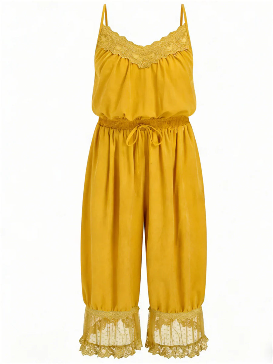 Women's Lace Camisole Jumpsuit with Cropped Trousers
