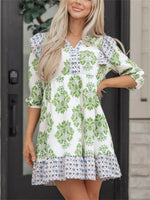 Women's Floral Print Ruffled Babydoll Dress