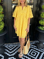 Women's Sunflower Eyelet Shift Dress