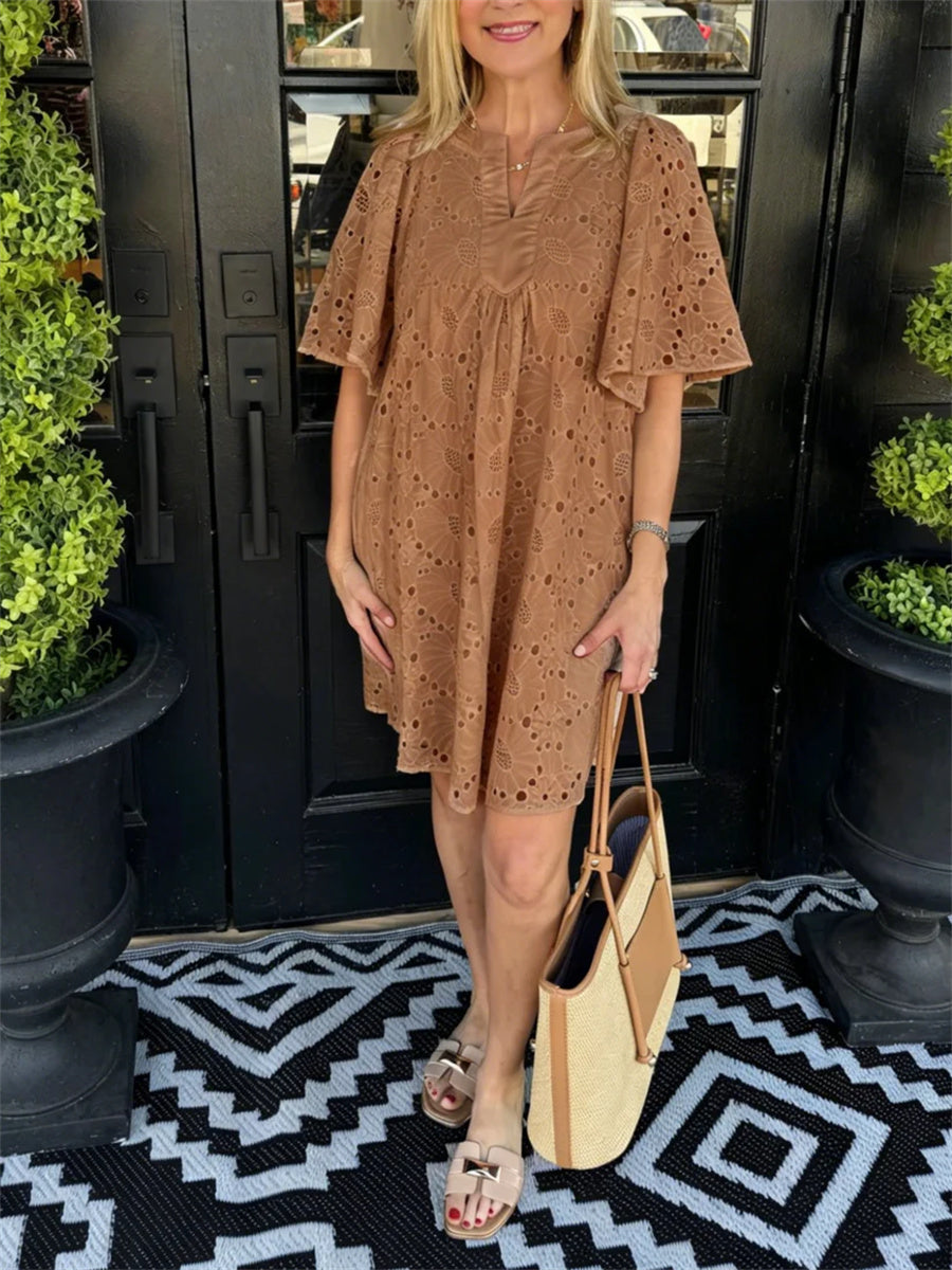 Women's Sunflower Eyelet Shift Dress