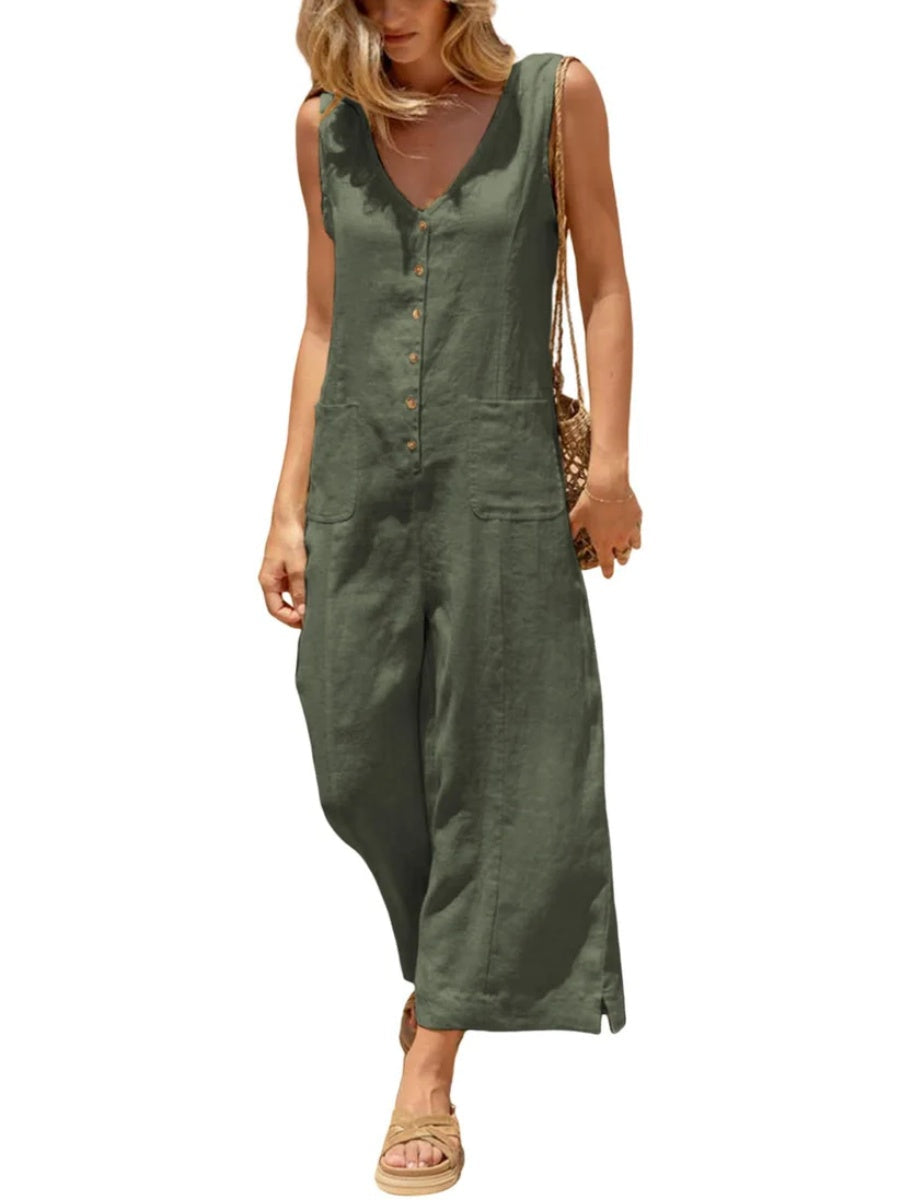 Women's Loose Fit Sleeveless Wide Leg Overalls