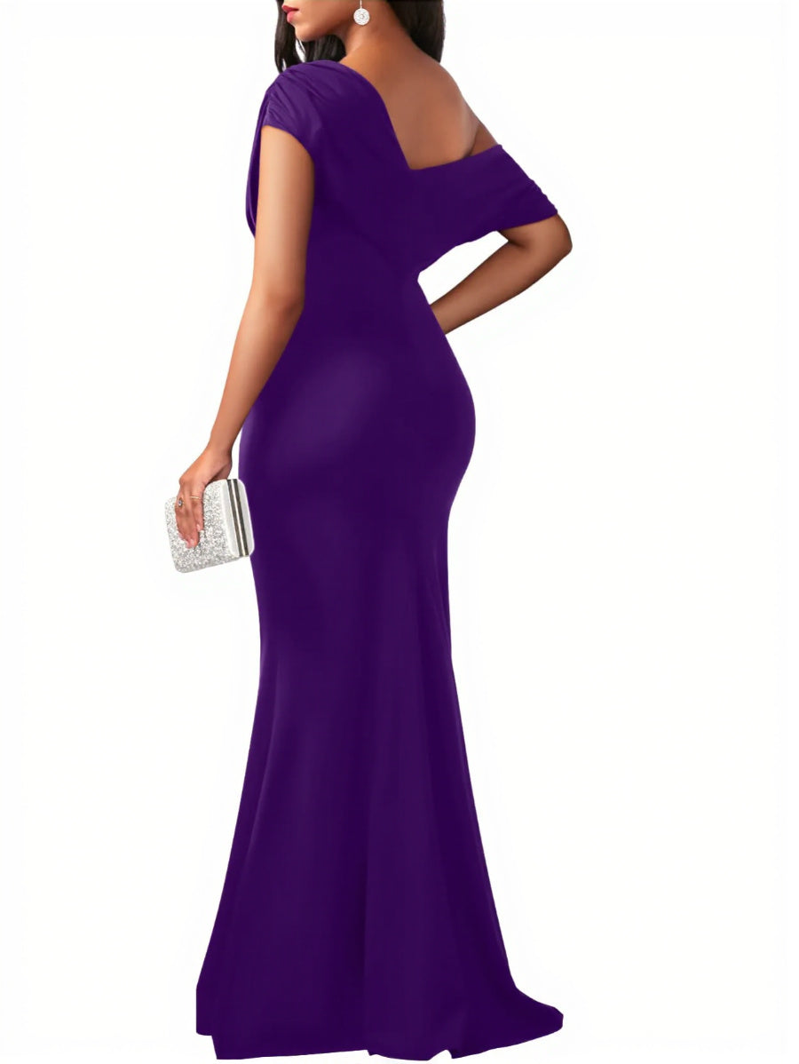 Women's Elegant Sleeveless Off Shoulder Bodycon Long Formal Party Evening Dress