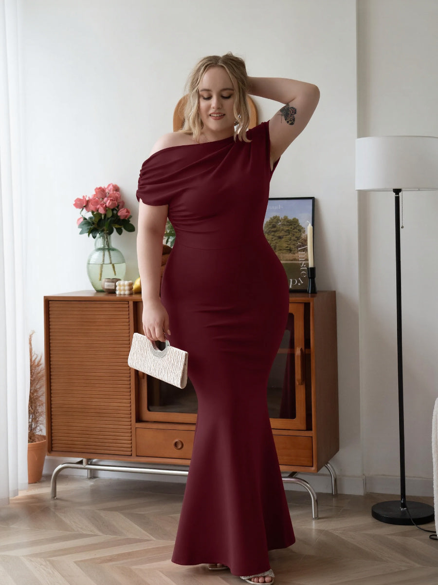 Women's Elegant Sleeveless Off Shoulder Bodycon Long Formal Party Evening Dress