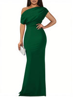 Women's Elegant Sleeveless Off Shoulder Bodycon Long Formal Party Evening Dress