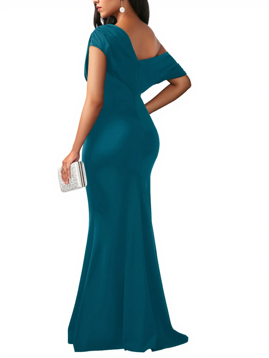 Women's Elegant Sleeveless Off Shoulder Bodycon Long Formal Party Evening Dress