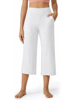 Women's Wide Leg Cropped Capri Leggings Pants with Pockets