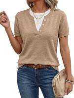 Women's Color Block Short Sleeve Knit Tops