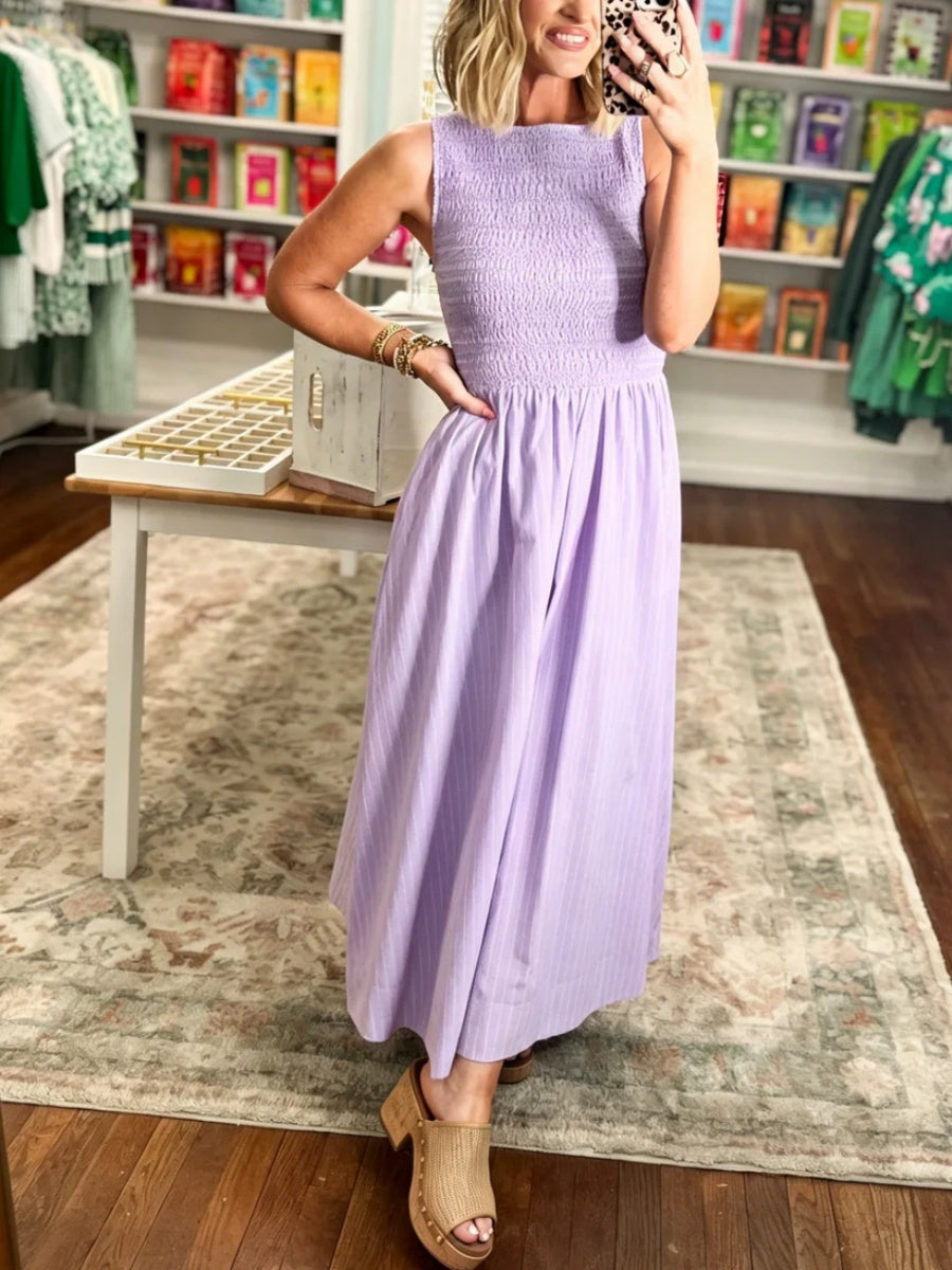 Women's Smocked Sleeveless Maxi Dress