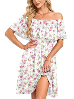 Women's Flow Printed Off-Shoulder Dress