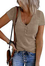 V-neck Button Temperament Short Sleeved Tops
