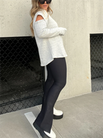 Cut Out Sleeve Raw Edge Solid Sweatshirt